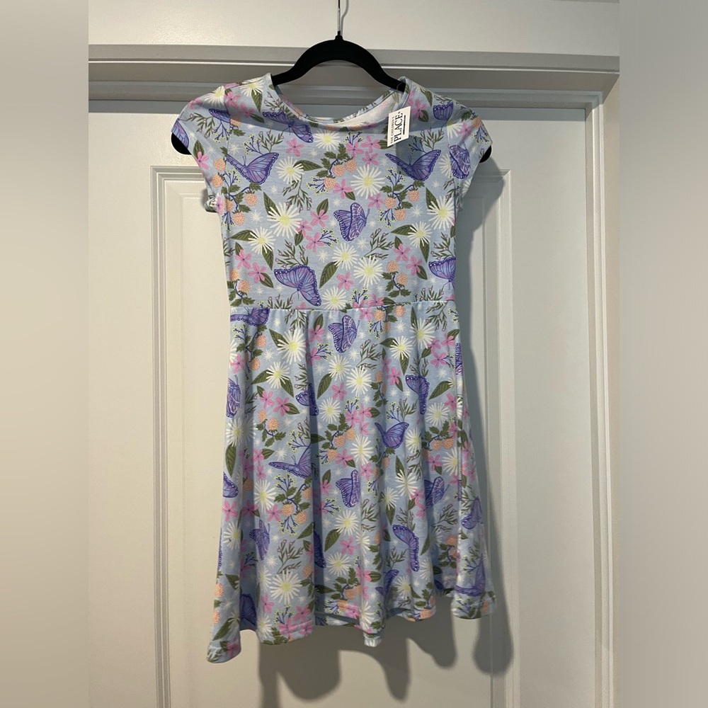 The children’s place short sleeve floral and butterfly midi dress , size 10-12